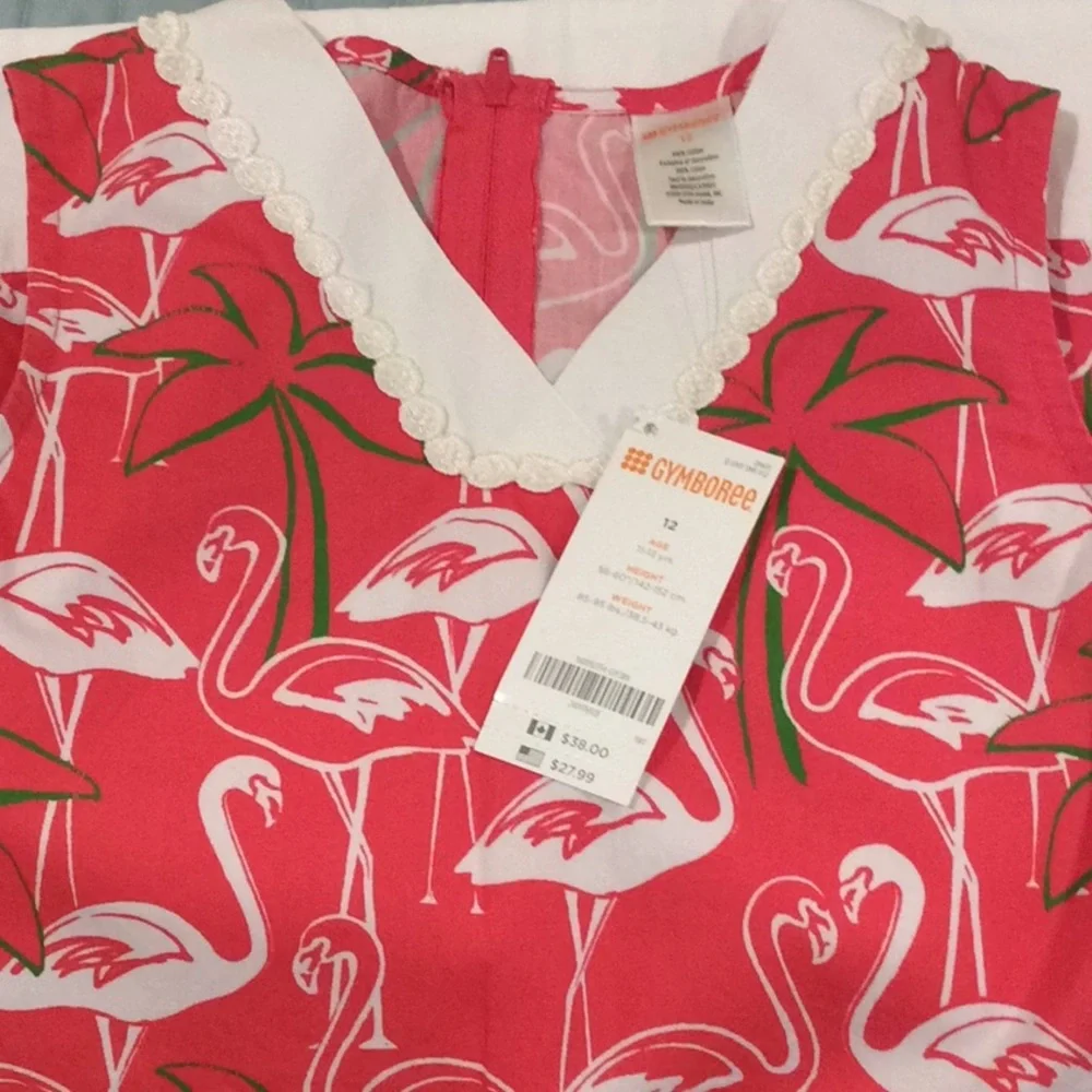 NEW Gymboree Luli & Me shift flamingo linen 12‎